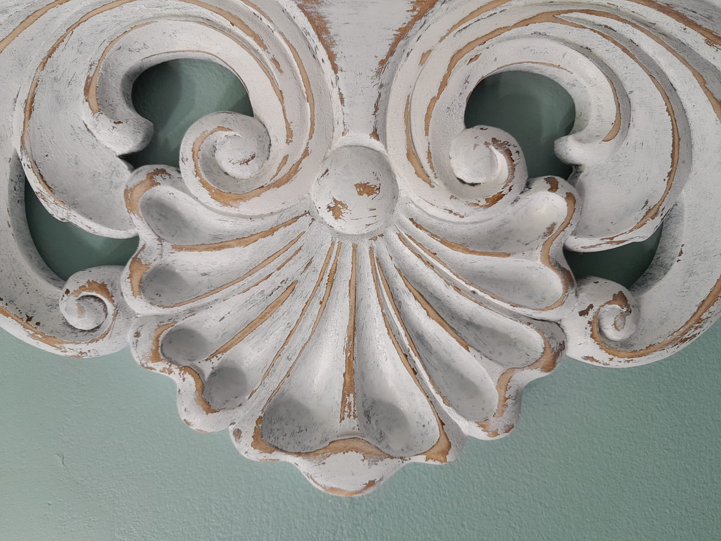 Hand Carved Wooden Shelf | Ornate Baroque Distressed White Decor