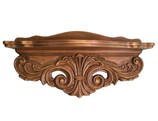 Hand Carved Wooden Wall Shelf: Ornate Baroque Decor, Luxury Home Accent
