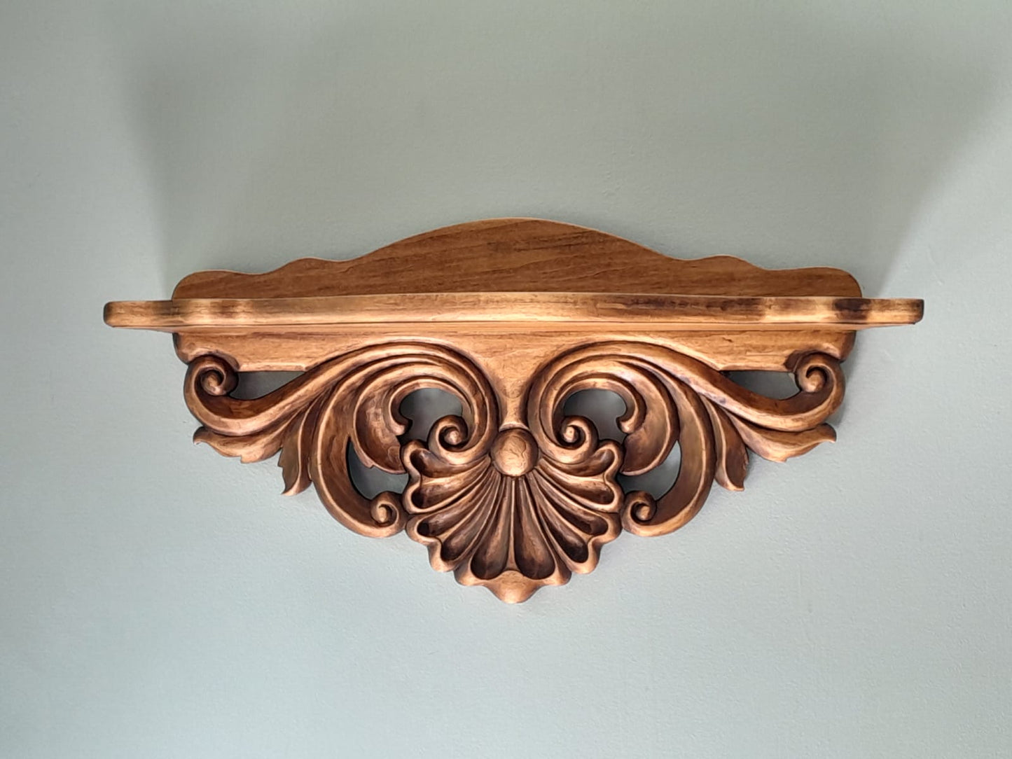 Hand-Carved Linden Wood Shelf: Rustic Wall Decoration