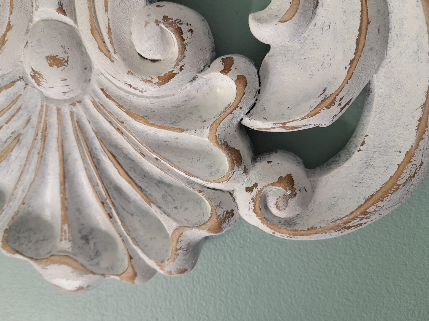 Hand Carved Wooden Shelf | Ornate Baroque Distressed White Decor