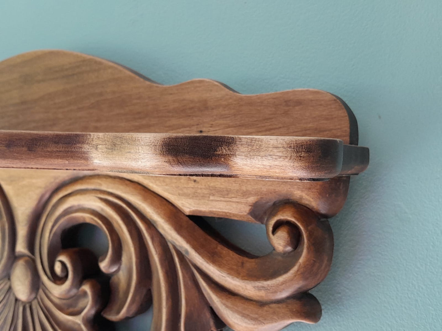 Hand-Carved Linden Wood Shelf: Rustic Wall Decoration