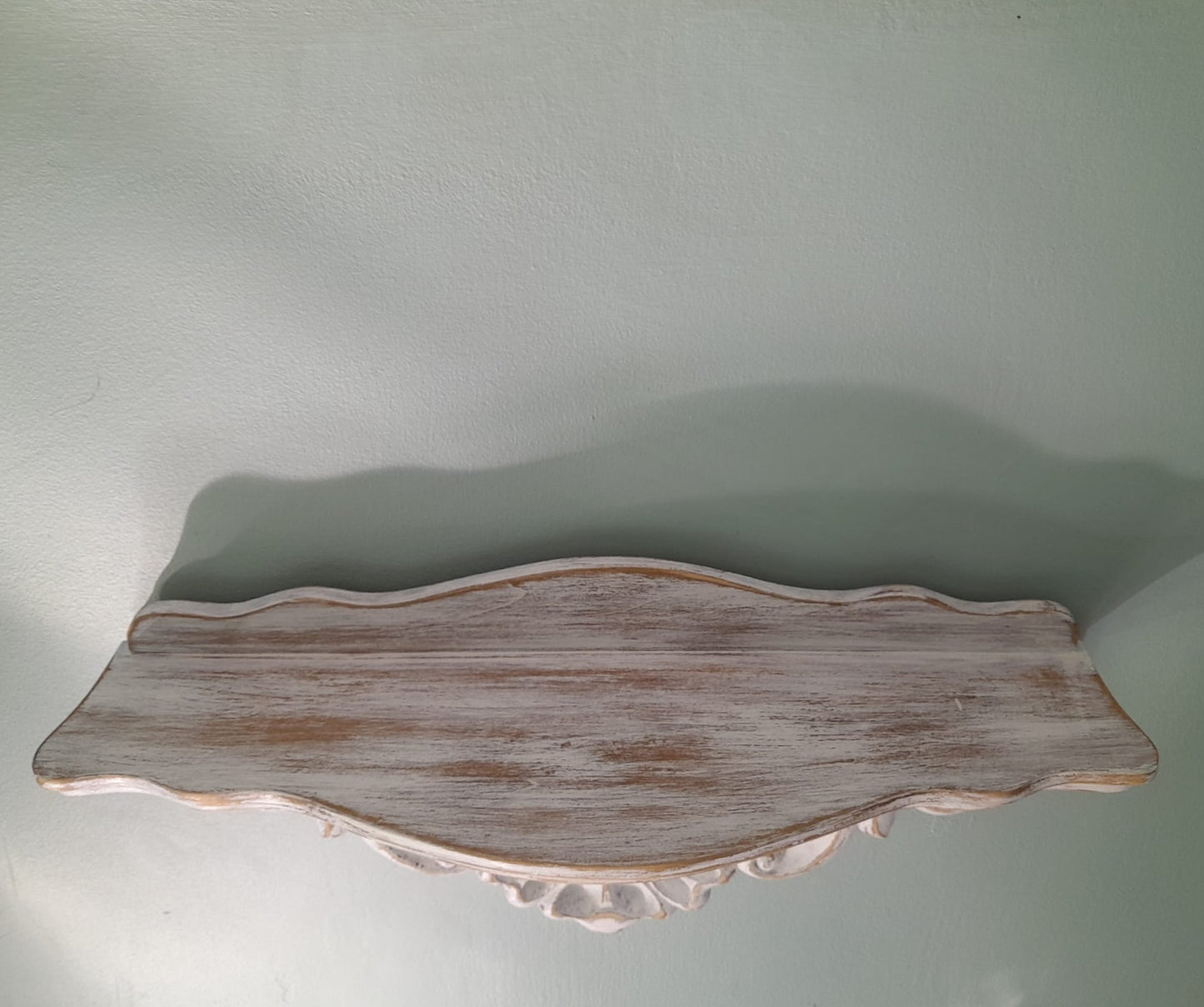 Hand Carved Wooden Shelf | Ornate Baroque Distressed White Decor