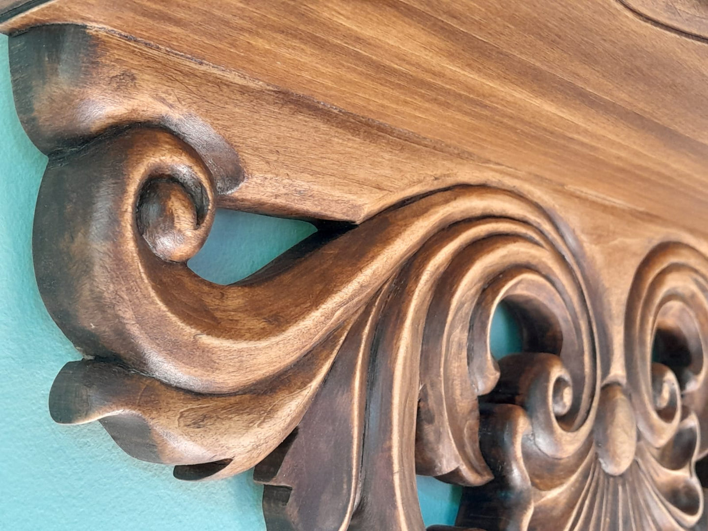 Hand-Carved Linden Wood Shelf: Rustic Wall Decoration
