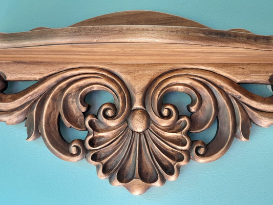Hand Carved Wooden Wall Shelf: Ornate Baroque Decor, Luxury Home Accent